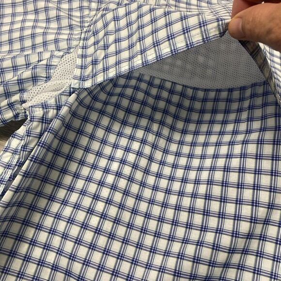 Drake Waterfowl Shirt Mens Small Blue Checkered Short Sleeve Vented Breathable - Picture 12 of 12